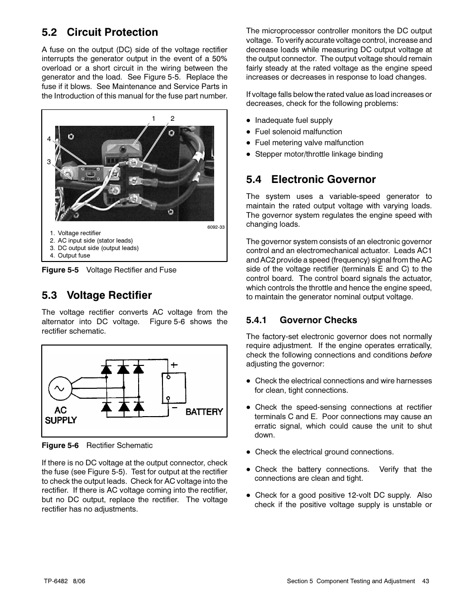 2 circuit protection, 3 voltage rectifier, 4 electronic governor | Alpha Technologies AlphaGen 3.5_5.0kW Kohler COM5 User Manual | Page 43 / 80