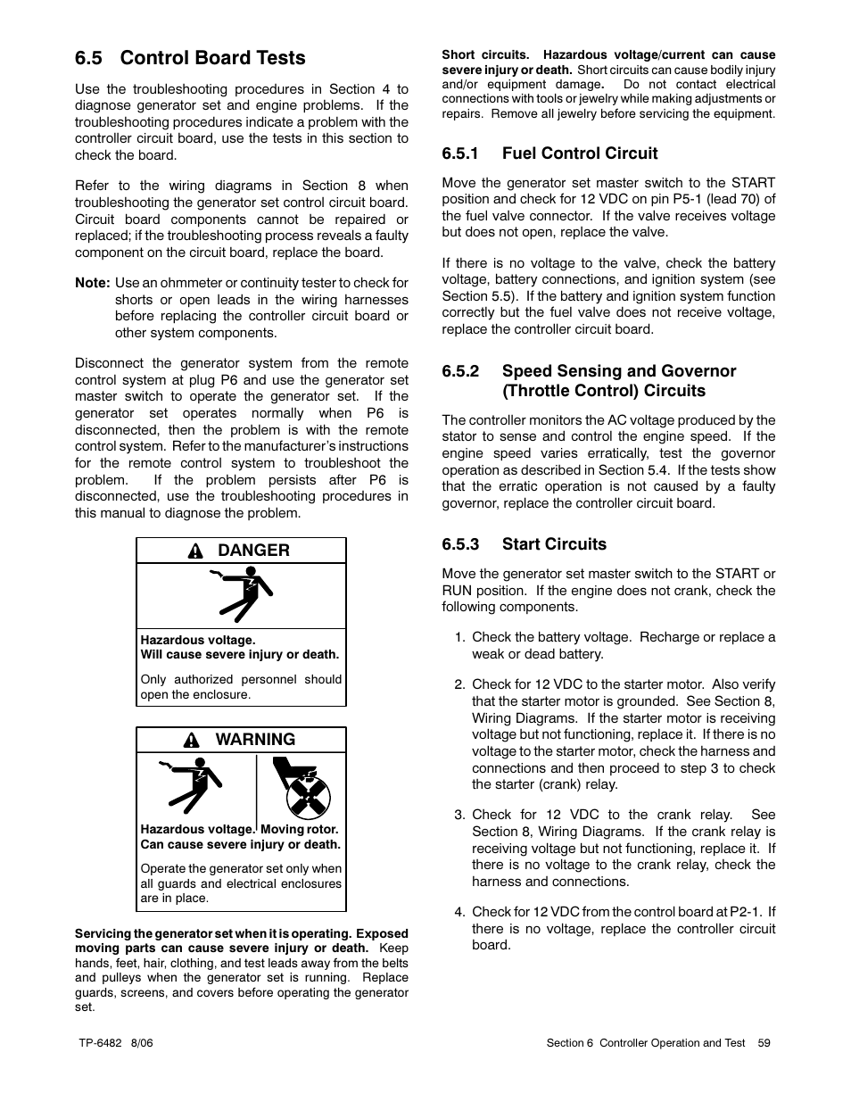 5 control board tests | Alpha Technologies AlphaGen 3.5_5.0kW Kohler COM5 User Manual | Page 59 / 80