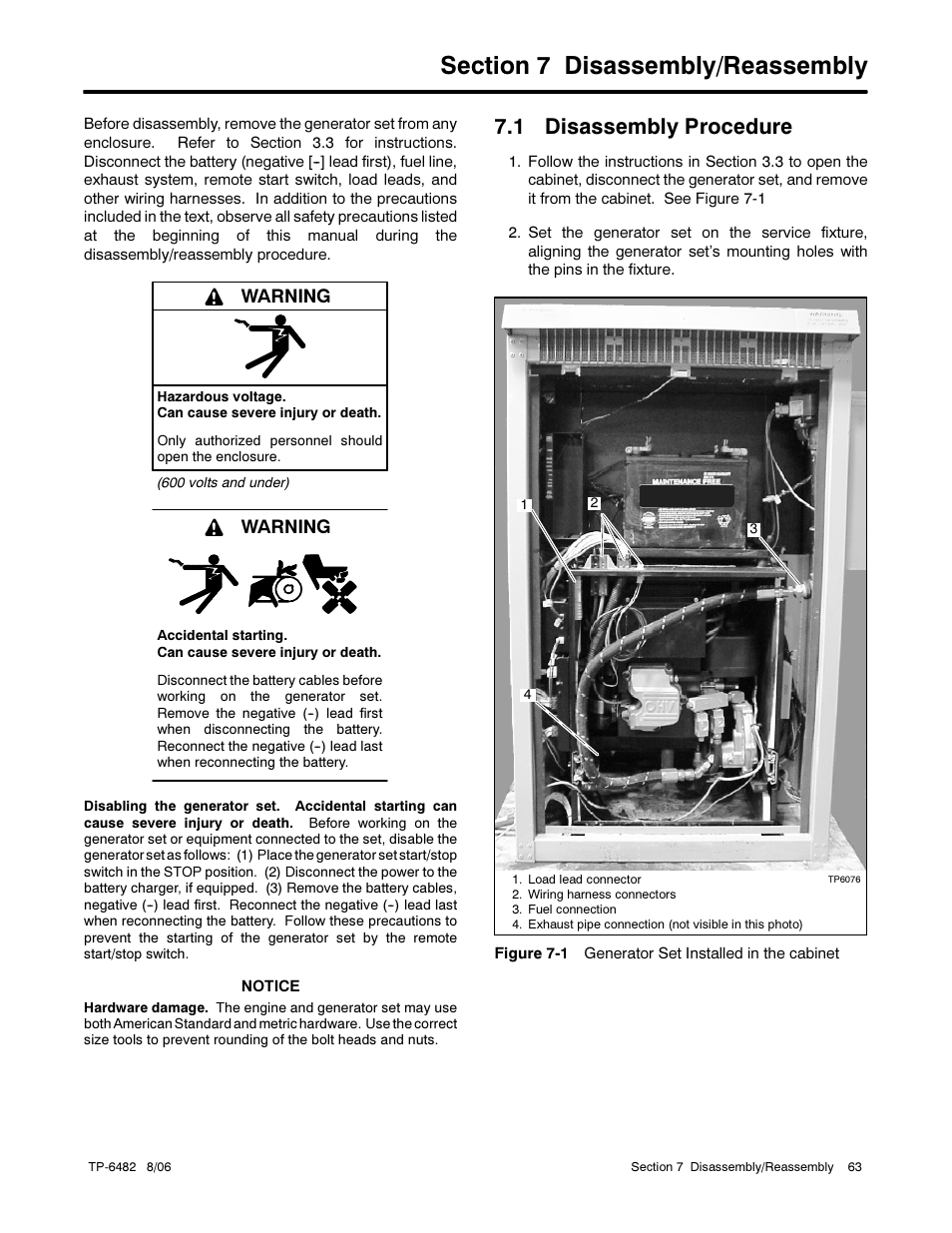 1 disassembly procedure | Alpha Technologies AlphaGen 3.5_5.0kW Kohler COM5 User Manual | Page 63 / 80