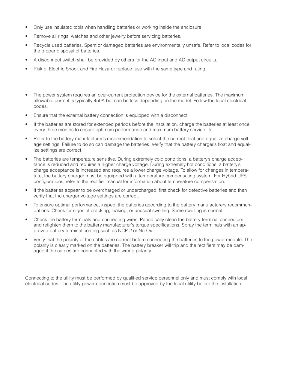 3 external battery safety, 4 utility power connection | Alpha Technologies AMPS80 HP User Manual | Page 10 / 116