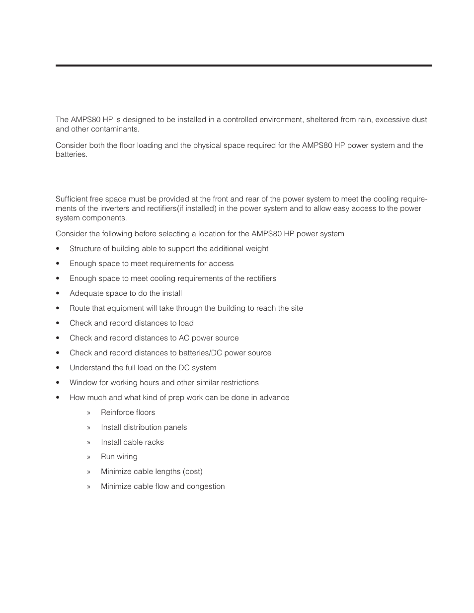 System pre-installation, 1 site selection, 1 floor plan layout | Alpha Technologies AMPS80 HP User Manual | Page 31 / 116