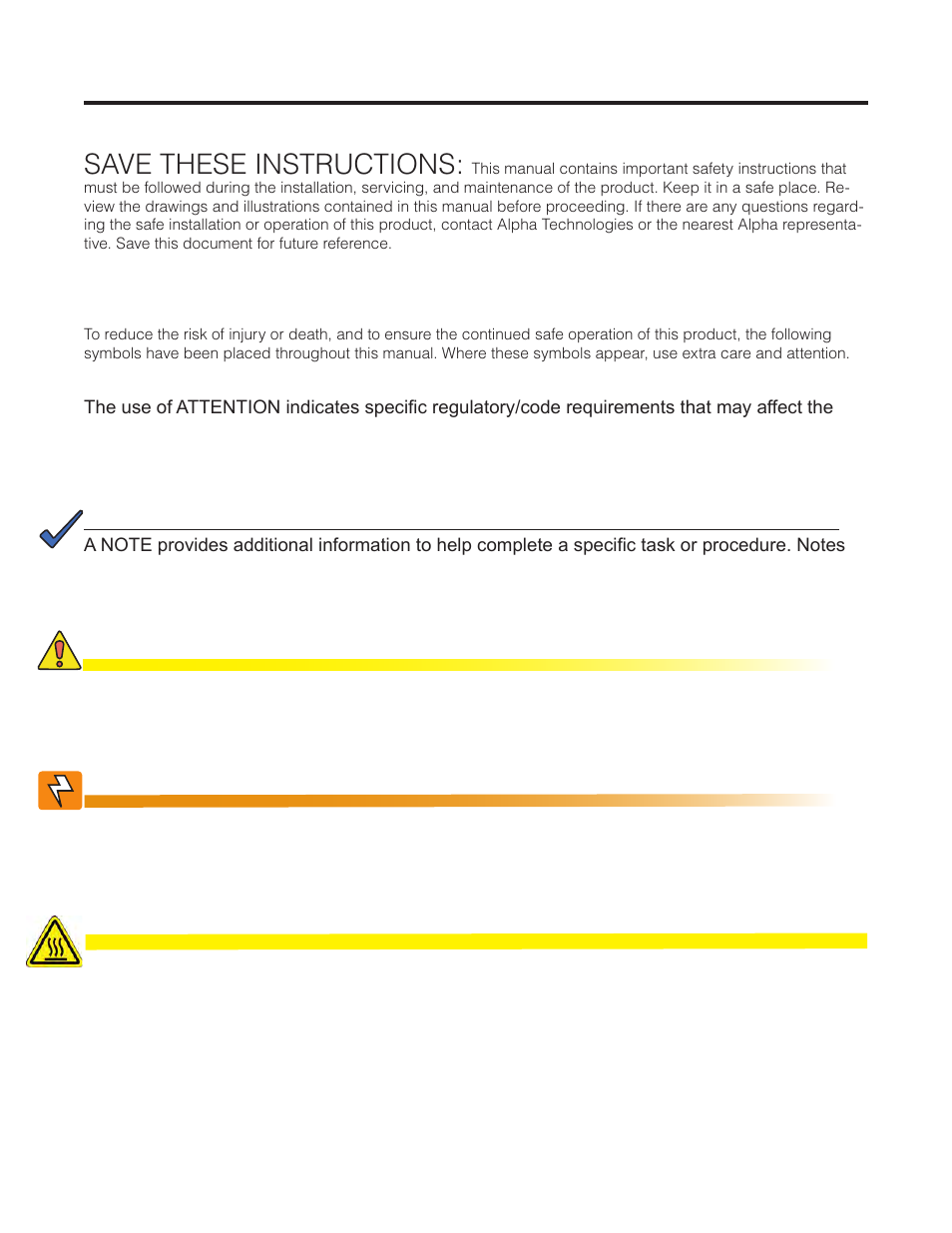 Safety, Save these instructions, 1 safety symbols | Alpha Technologies AMPS80 HP User Manual | Page 8 / 116