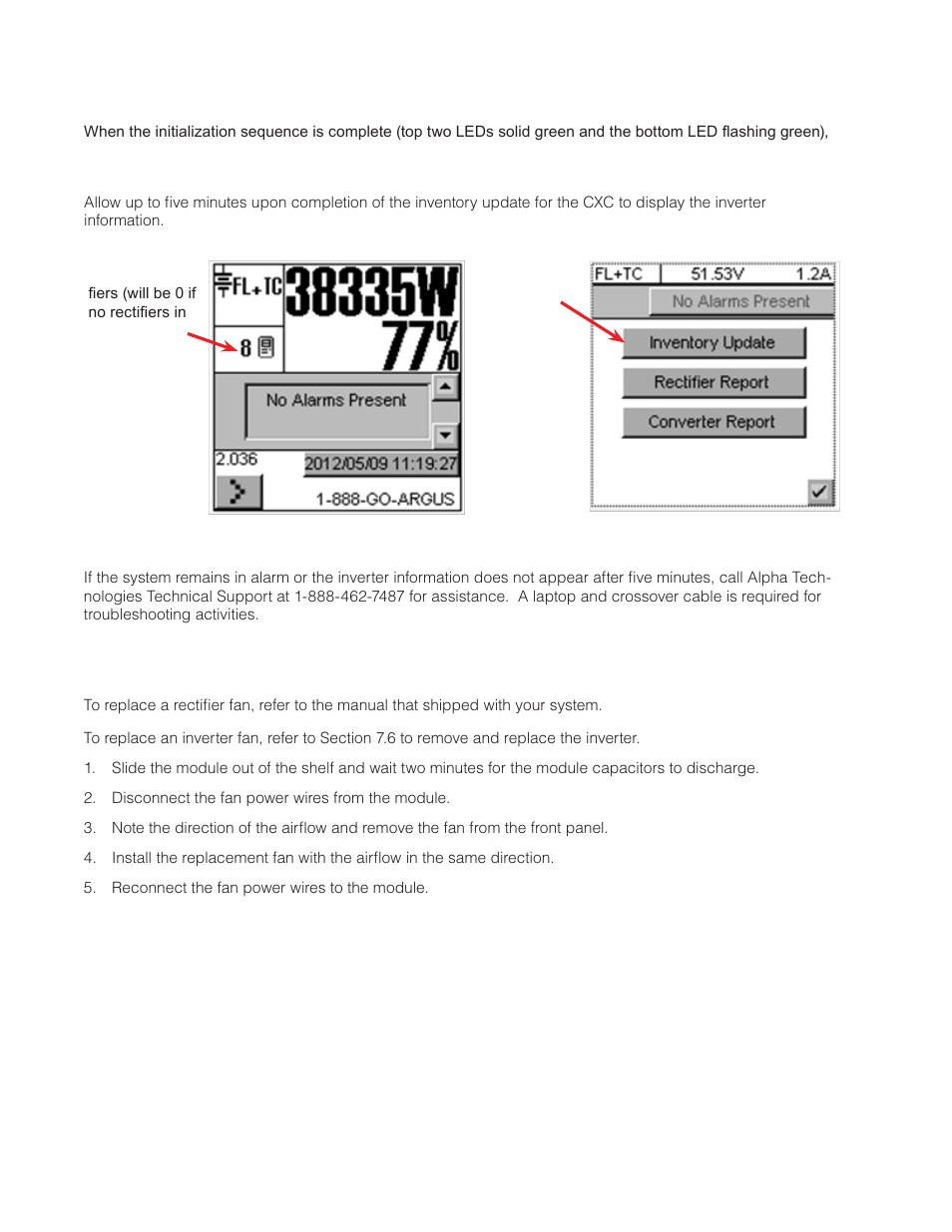 5 inverter or rectifier fan replacement | Alpha Technologies AMPS80 HP User Manual | Page 82 / 116
