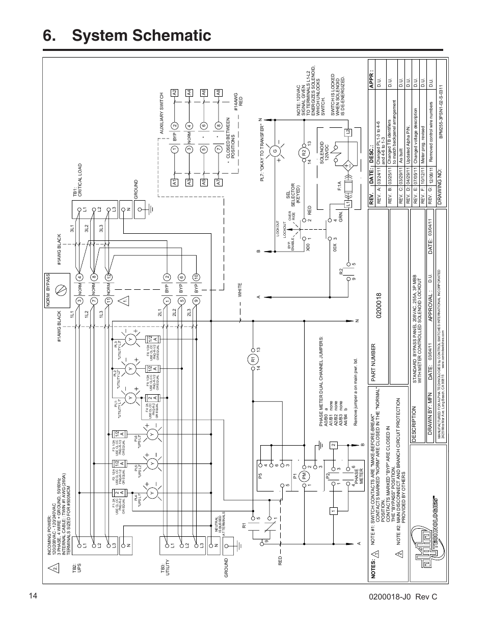 System schematic | Alpha Technologies 255A Bypass Switch User Manual | Page 16 / 24