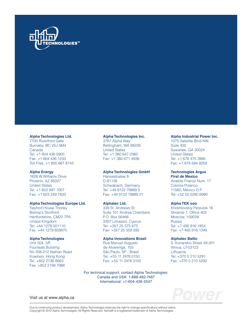Alpha Technologies 255A Bypass Switch User Manual | Page 24 / 24