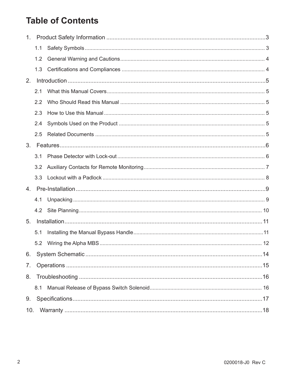 Alpha Technologies 255A Bypass Switch User Manual | Page 4 / 24