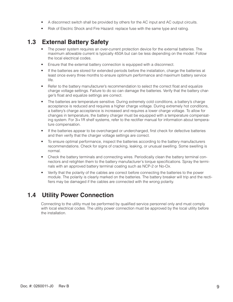 3 external battery safety, 4 utility power connection | Alpha Technologies AMP24 HP User Manual | Page 11 / 108