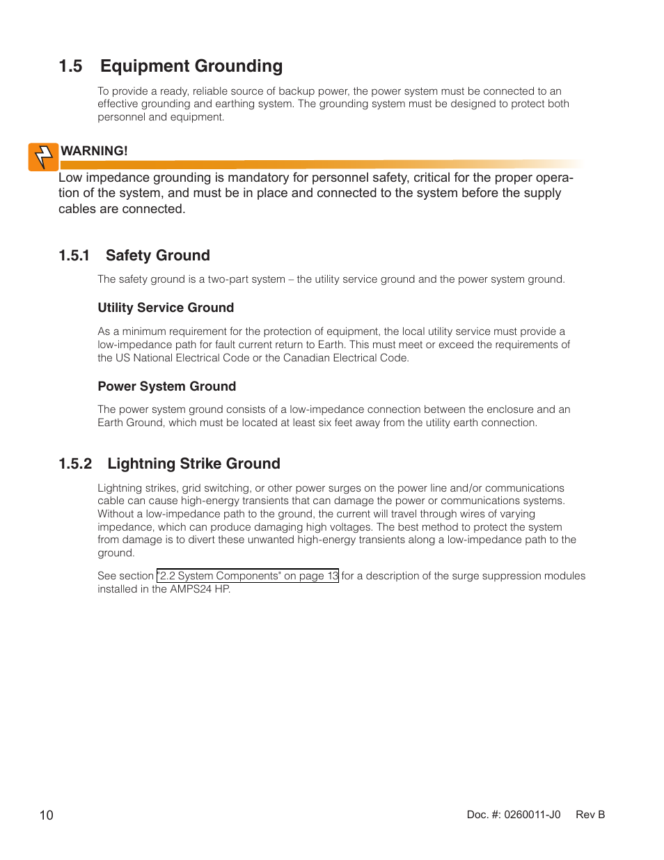 5 equipment grounding, 1 safety ground, 2 lightning strike ground | Alpha Technologies AMP24 HP User Manual | Page 12 / 108
