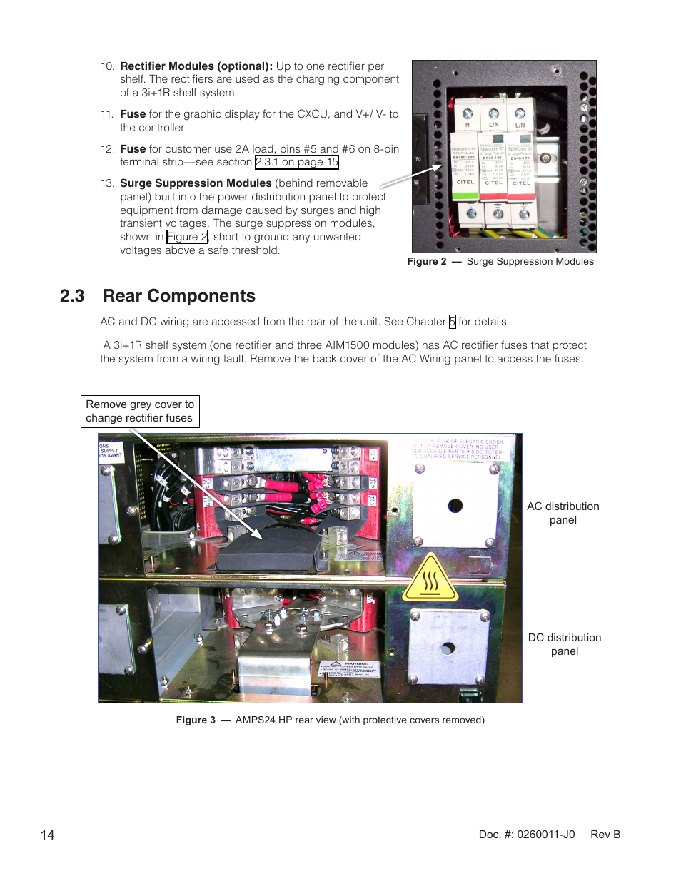 3 rear components, Figure 2 — surge suppression modules | Alpha Technologies AMP24 HP User Manual | Page 16 / 108