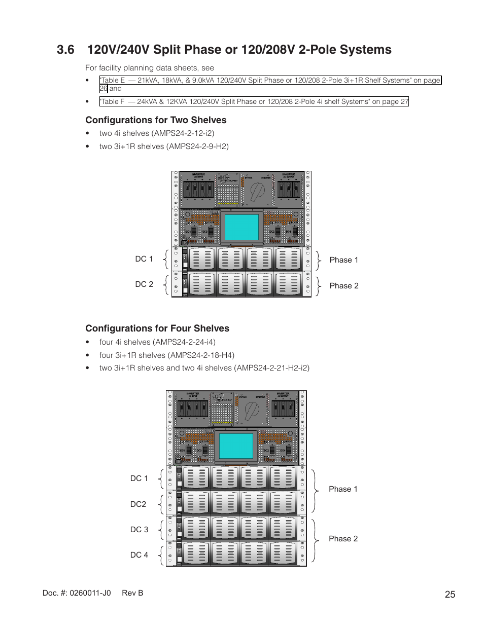 6 120v/240v split phase or 120/208v 2-pole systems, Section 3.6 | Alpha Technologies AMP24 HP User Manual | Page 27 / 108