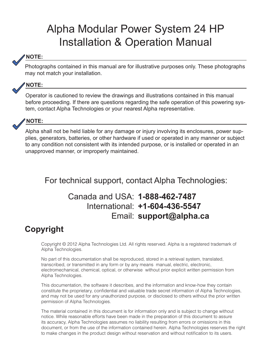 Alpha Technologies AMP24 HP User Manual | Page 3 / 108