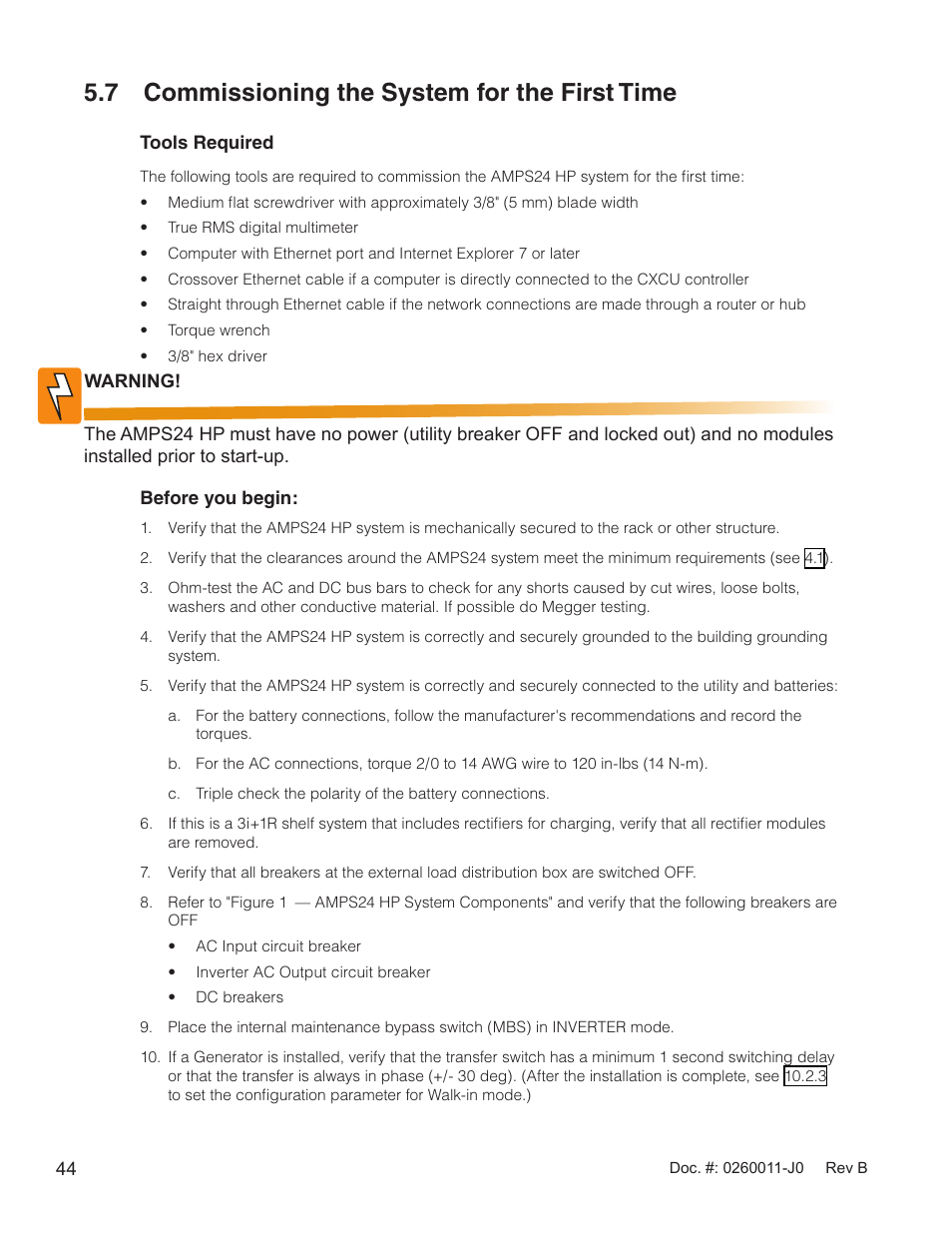 7 commissioning the system for the first time | Alpha Technologies AMP24 HP User Manual | Page 46 / 108
