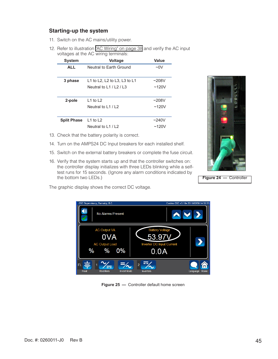 Figure 24 — controller, Figure 25 — controller default home screen | Alpha Technologies AMP24 HP User Manual | Page 47 / 108