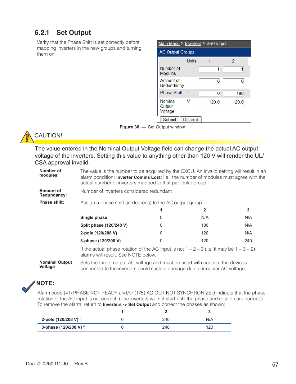 Figure 38 — set output window, 1 set output | Alpha Technologies AMP24 HP User Manual | Page 59 / 108