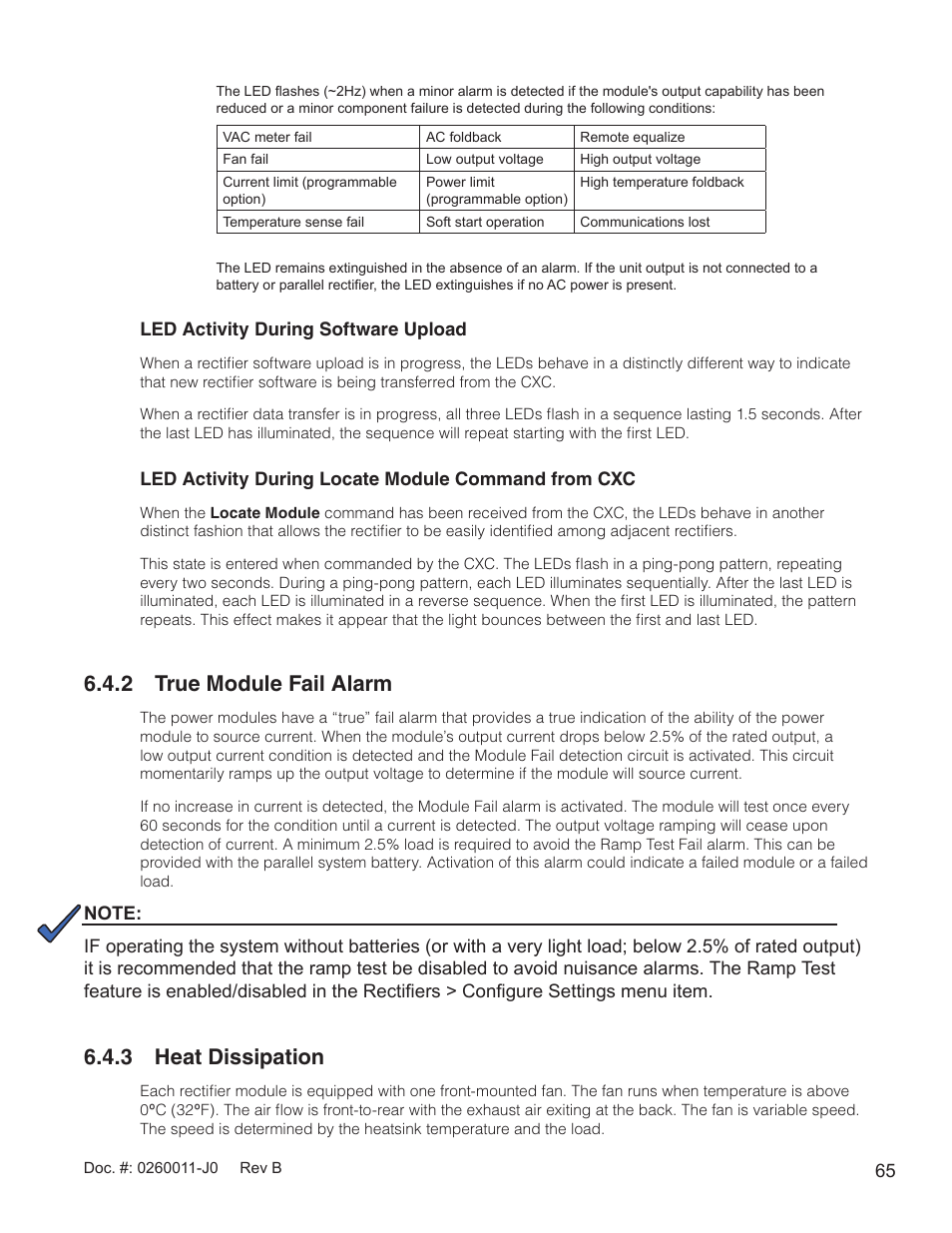 2 true module fail alarm, 3 heat dissipation | Alpha Technologies AMP24 HP User Manual | Page 67 / 108
