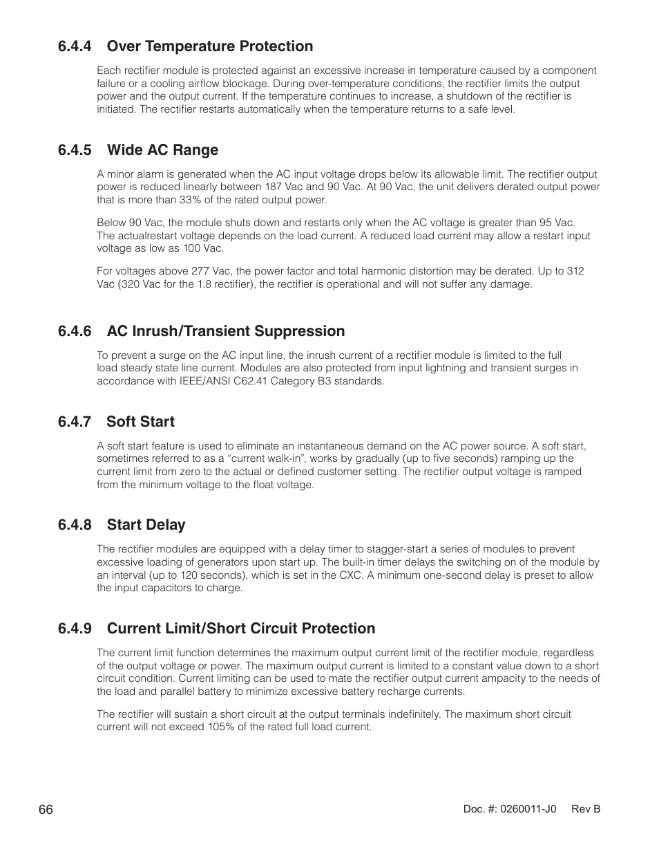 4 over temperature protection, 5 wide ac range, 6 ac inrush/transient suppression | 7 soft start, 8 start delay, 9 current limit/short circuit protection | Alpha Technologies AMP24 HP User Manual | Page 68 / 108
