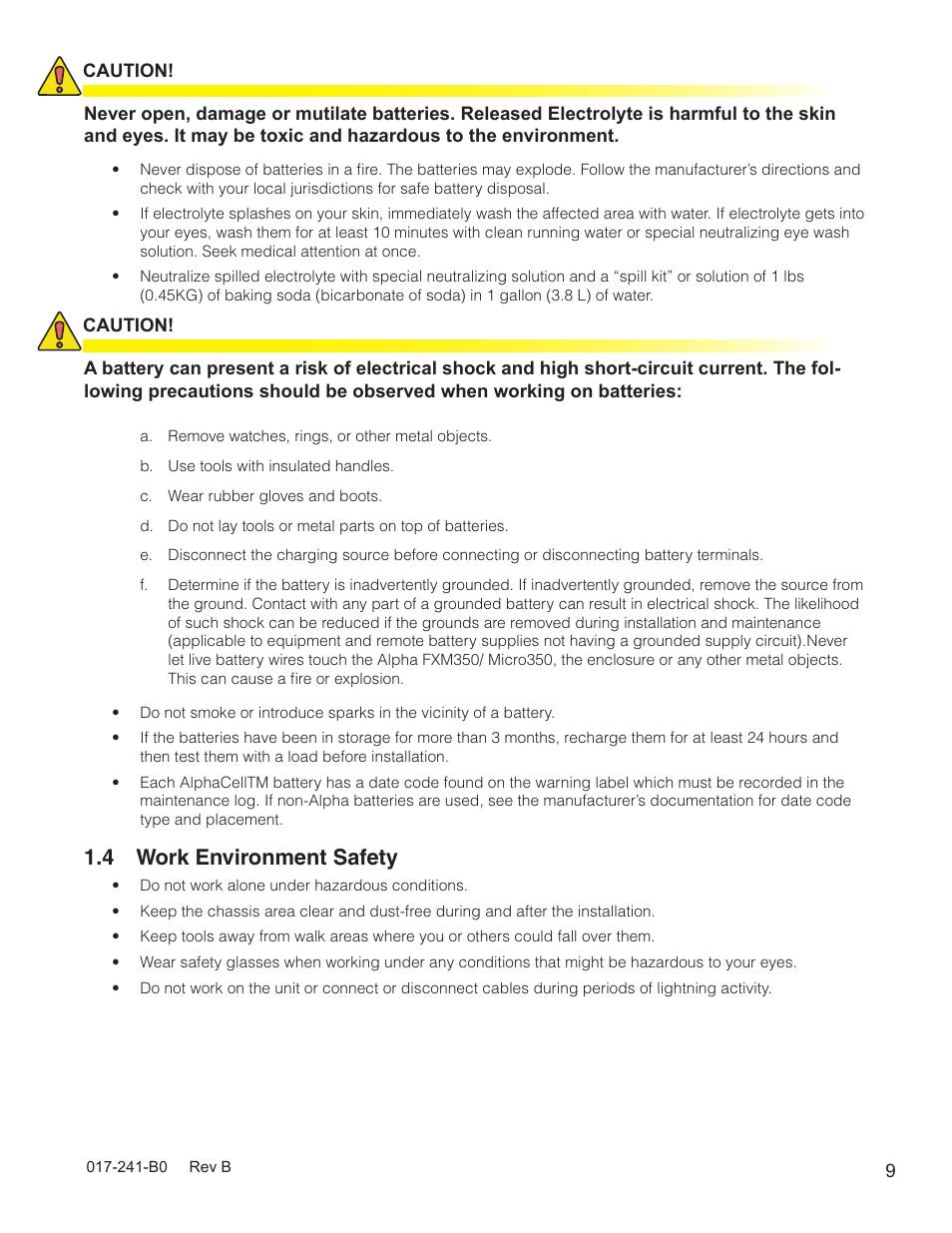 4 work environment safety | Alpha Technologies FXM350_Micro350 UPS User Manual | Page 11 / 112