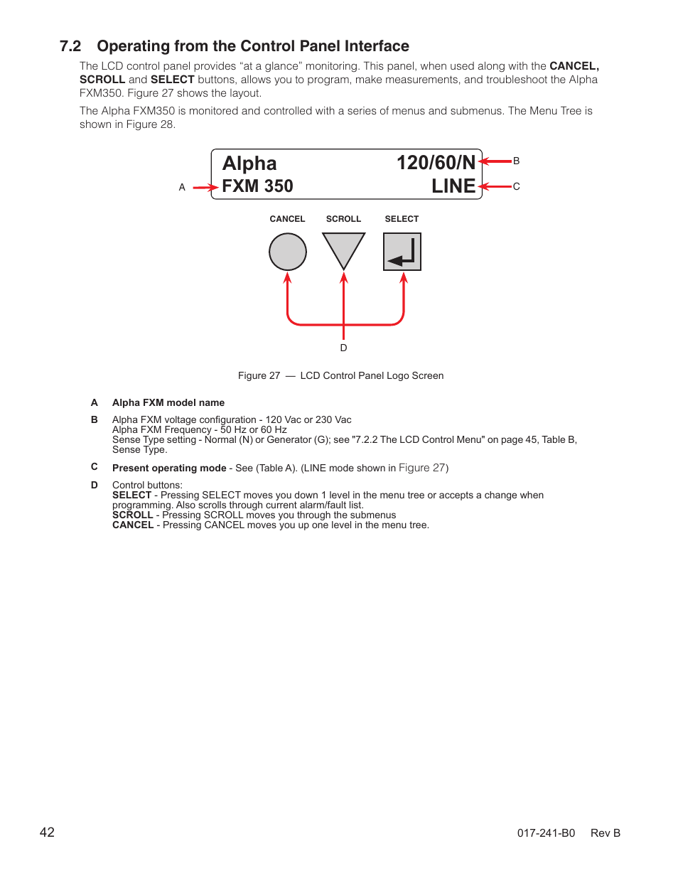 Fxm 350, 2 operating from the control panel interface | Alpha Technologies FXM350_Micro350 UPS User Manual | Page 44 / 112