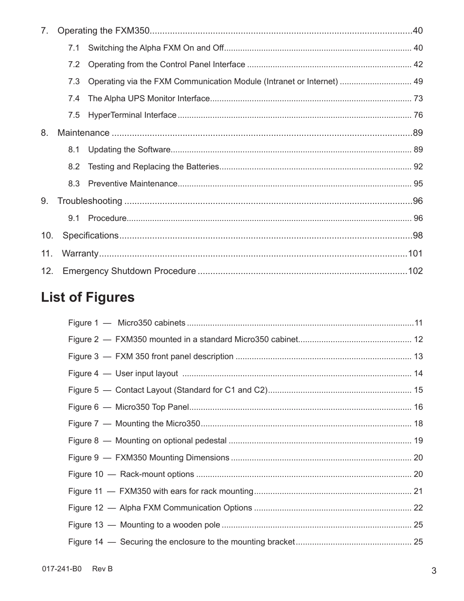 List of figures | Alpha Technologies FXM350_Micro350 UPS User Manual | Page 5 / 112