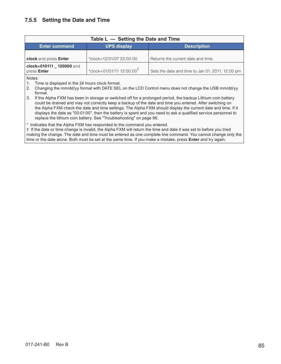 5 setting the date and time | Alpha Technologies FXM350_Micro350 UPS User Manual | Page 87 / 112