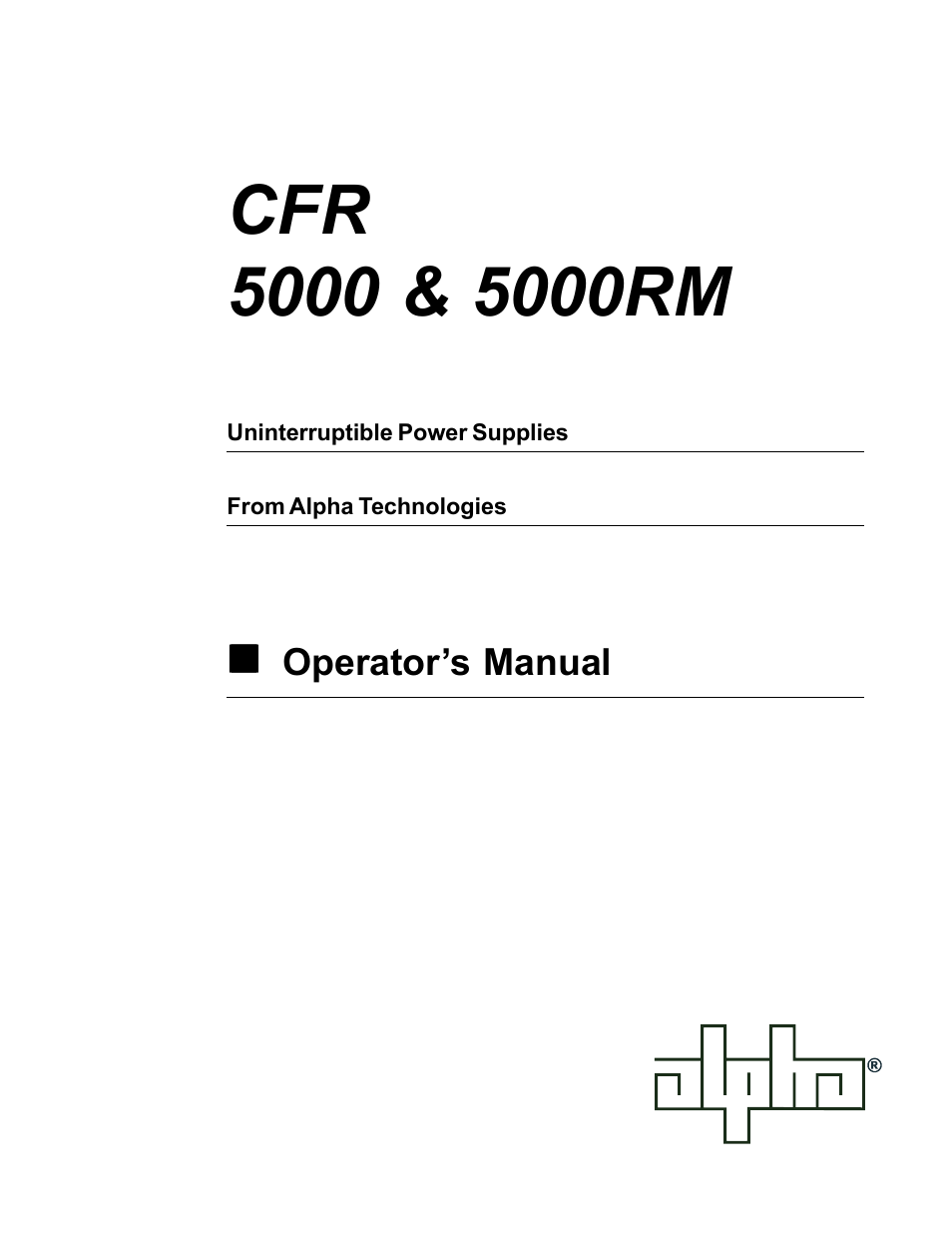 Alpha Technologies CFR 5000, CFR 5000RM User Manual | 88 pages