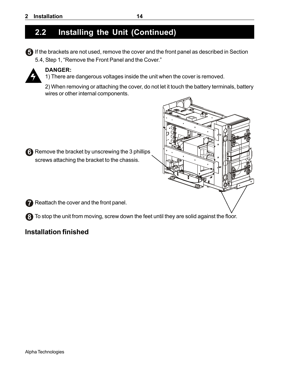 2 installing the unit (continued) | Alpha Technologies CFR 5000, CFR 5000RM User Manual | Page 20 / 88
