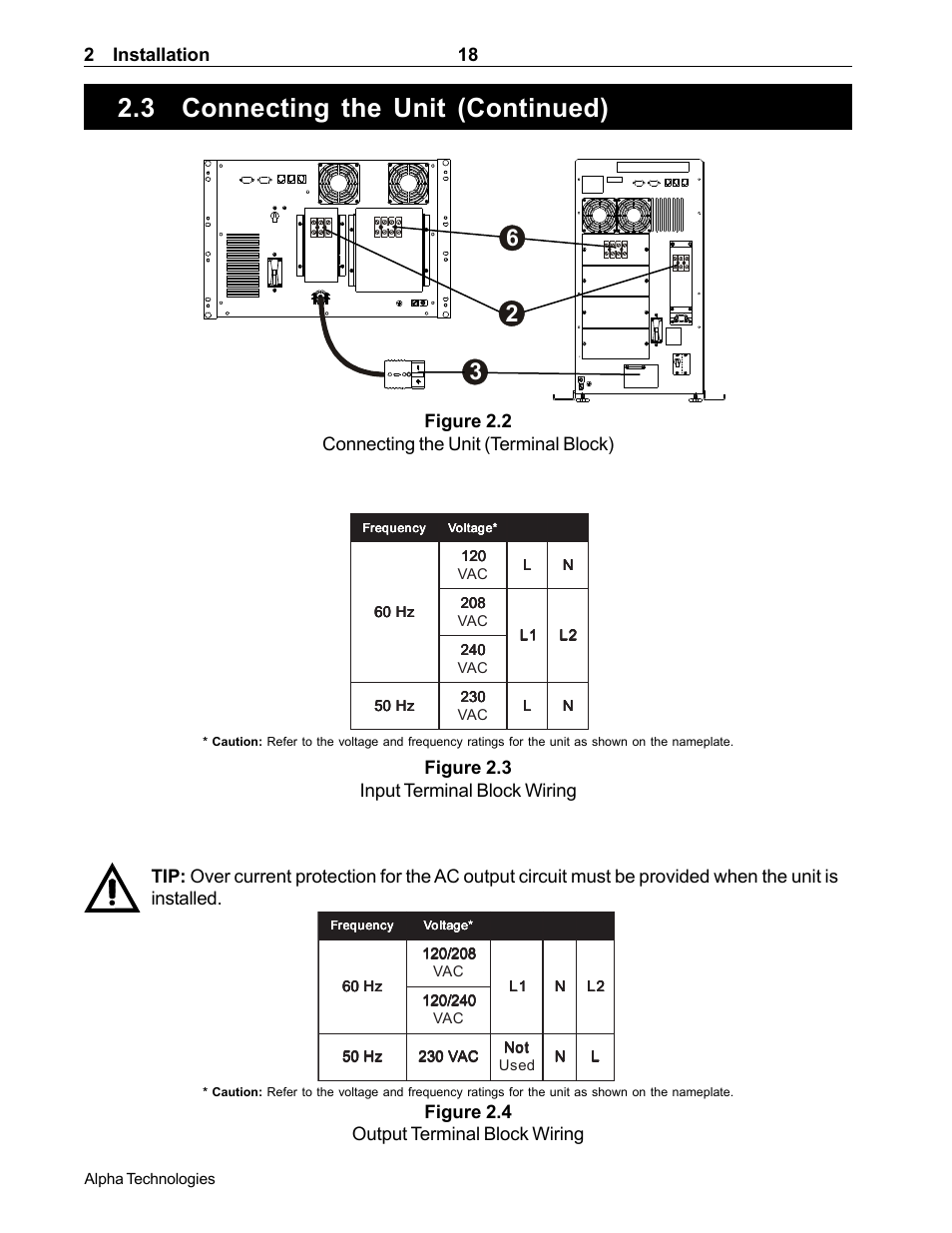 For the recom, Mended wire gauges and torques, 3 connecting the unit (continued) | 2 installation 18 | Alpha Technologies CFR 5000, CFR 5000RM User Manual | Page 24 / 88