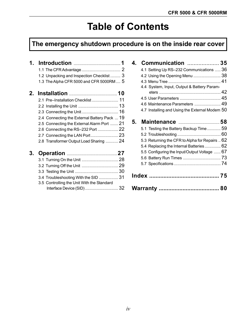 Alpha Technologies CFR 5000, CFR 5000RM User Manual | Page 6 / 88