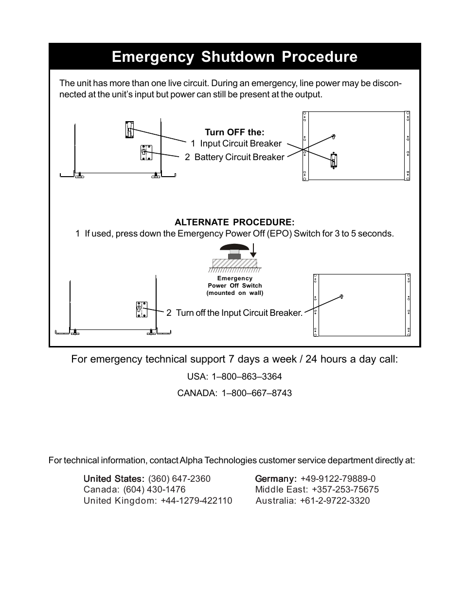 Emergency shutdown procedure, Inside rear cover | Alpha Technologies CFR 5000, CFR 5000RM User Manual | Page 87 / 88