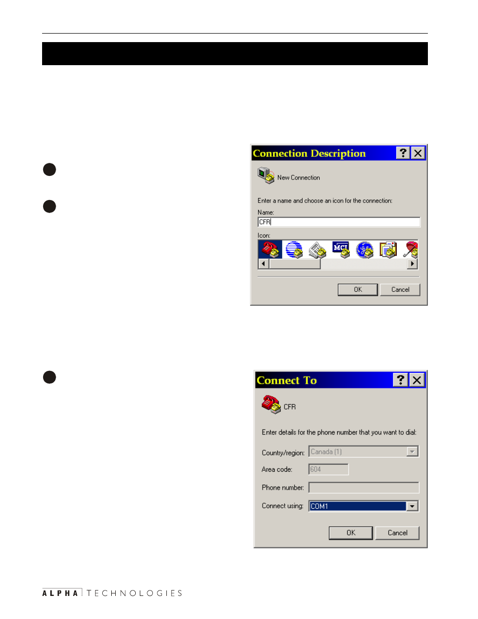 Rs-232 set up, 1 rs–232 set-up, How to set up communications with windows | Hyperterminal (section 4.1) | Alpha Technologies CFR 3000, CFR 3000RM User Manual | Page 42 / 86