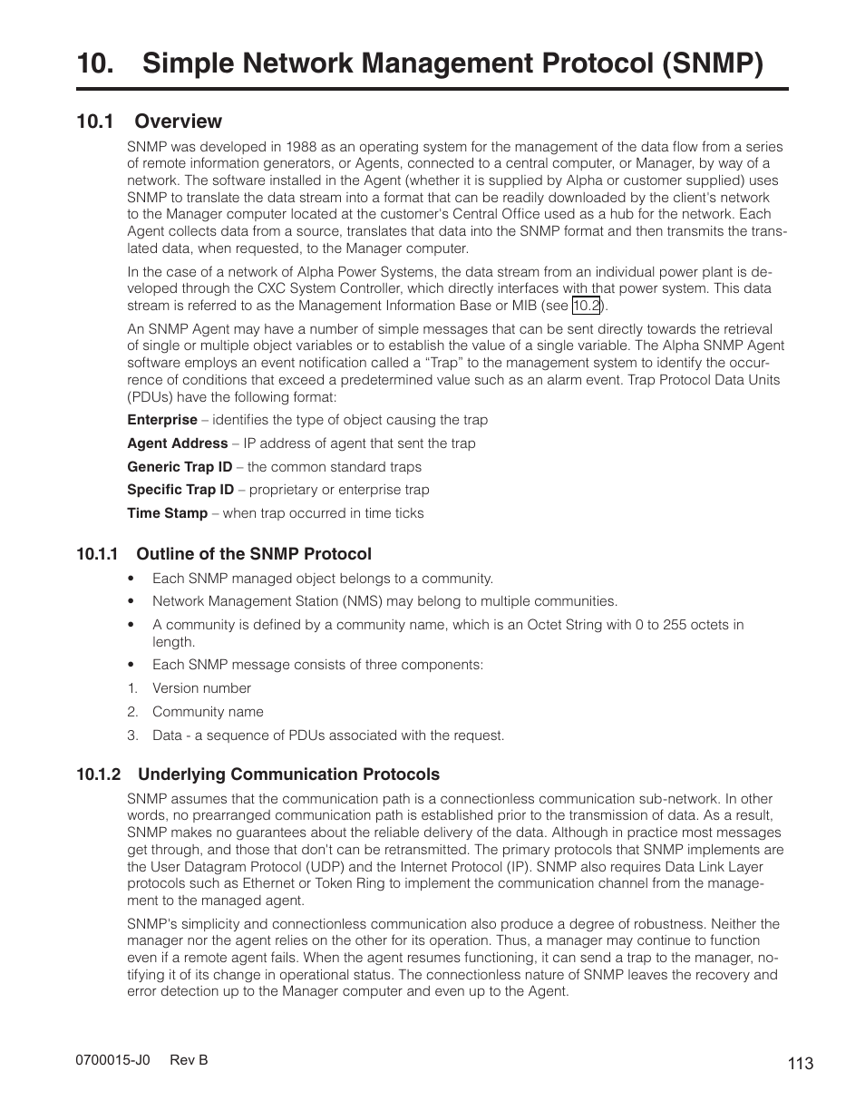 Simple network management protocol (snmp), 1 overview | Alpha Technologies Cordex Controller Ver.3.1x User Manual | Page 115 / 144