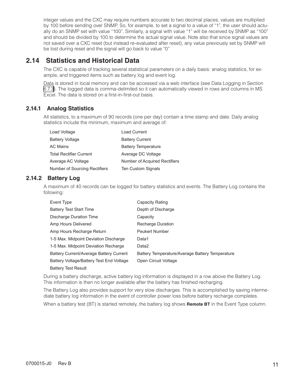 14 statistics and historical data | Alpha Technologies Cordex Controller Ver.3.1x User Manual | Page 13 / 144