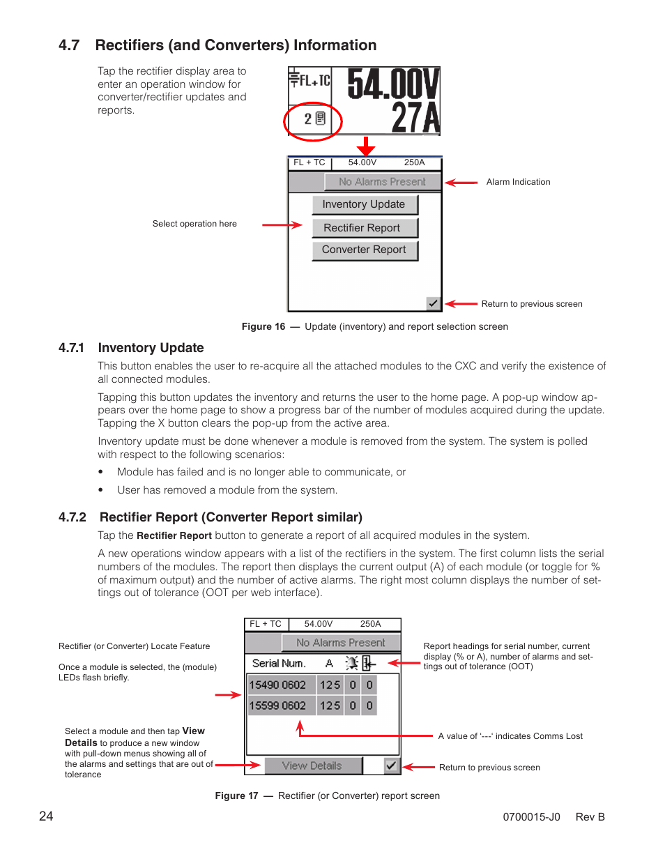 7 rectifiers (and converters) information, T (4.7.2), 1 inventory update | 2 rectifier report (converter report similar) | Alpha Technologies Cordex Controller Ver.3.1x User Manual | Page 26 / 144
