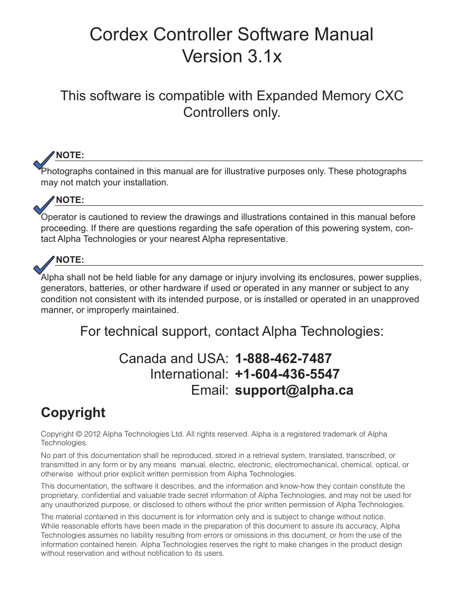 Cordex controller software manual version 3.1x | Alpha Technologies Cordex Controller Ver.3.1x User Manual | Page 3 / 144