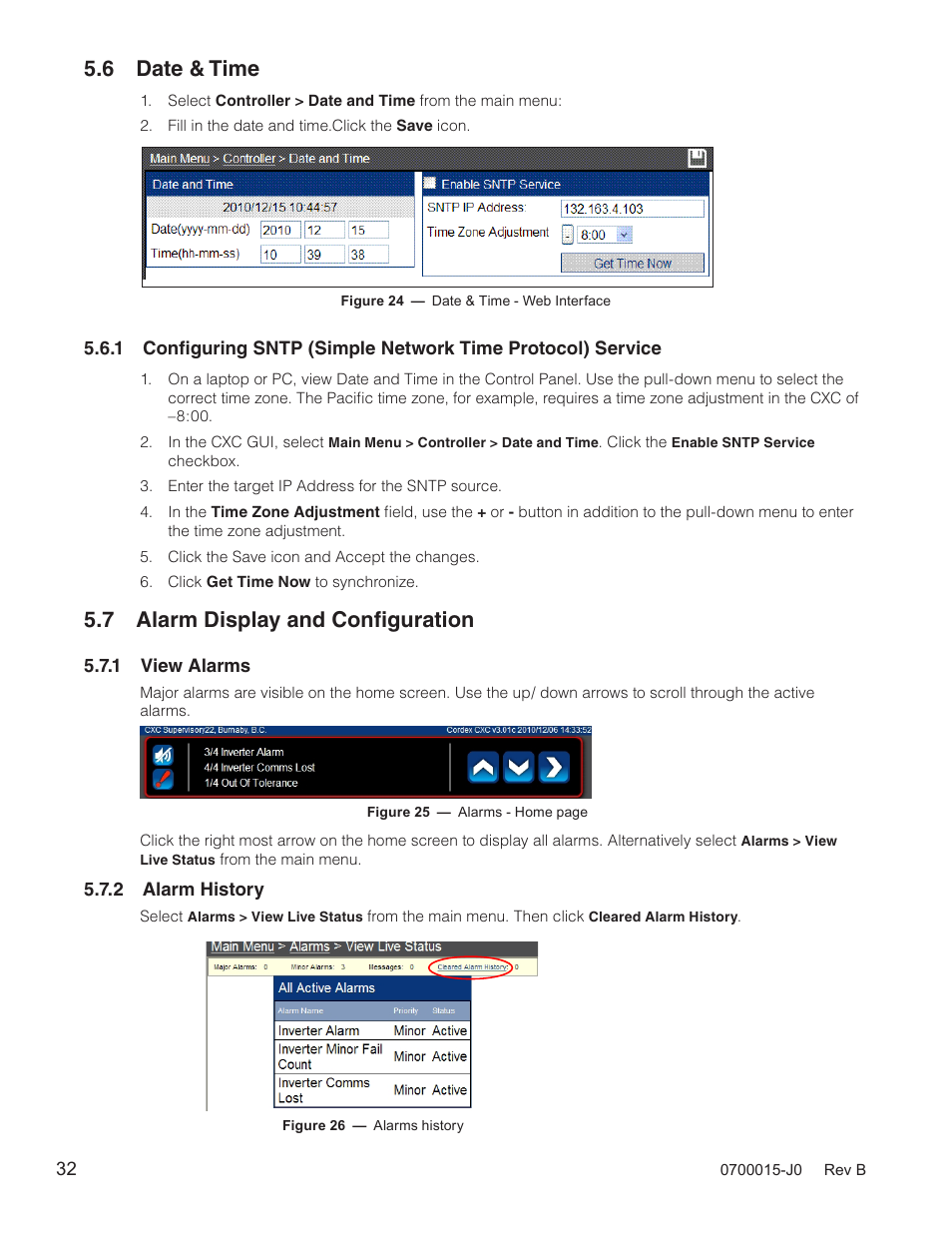 6 date & time, 7 alarm display and configuration | Alpha Technologies Cordex Controller Ver.3.1x User Manual | Page 34 / 144