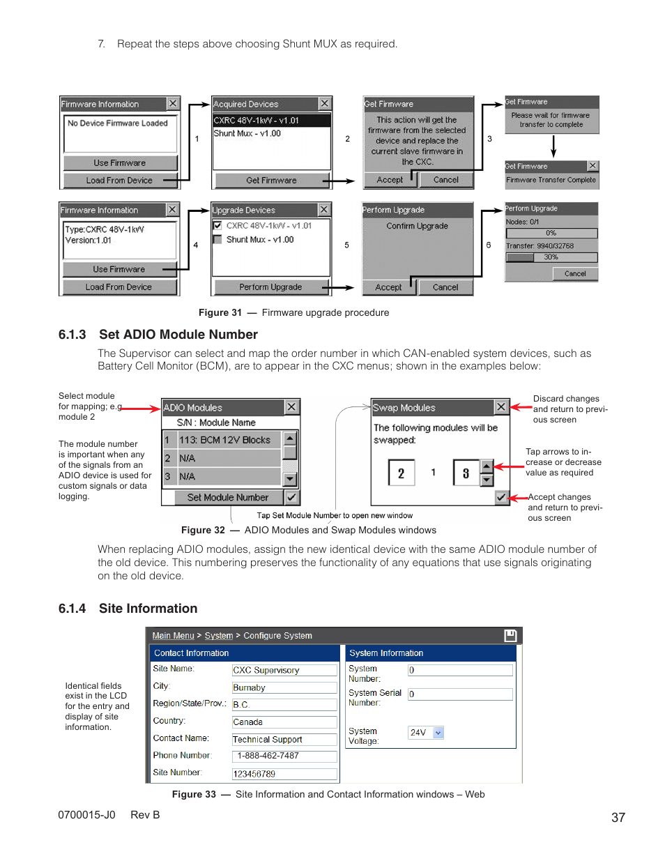 Figure 33), 3 set adio module number, 4 site information | Alpha Technologies Cordex Controller Ver.3.1x User Manual | Page 39 / 144