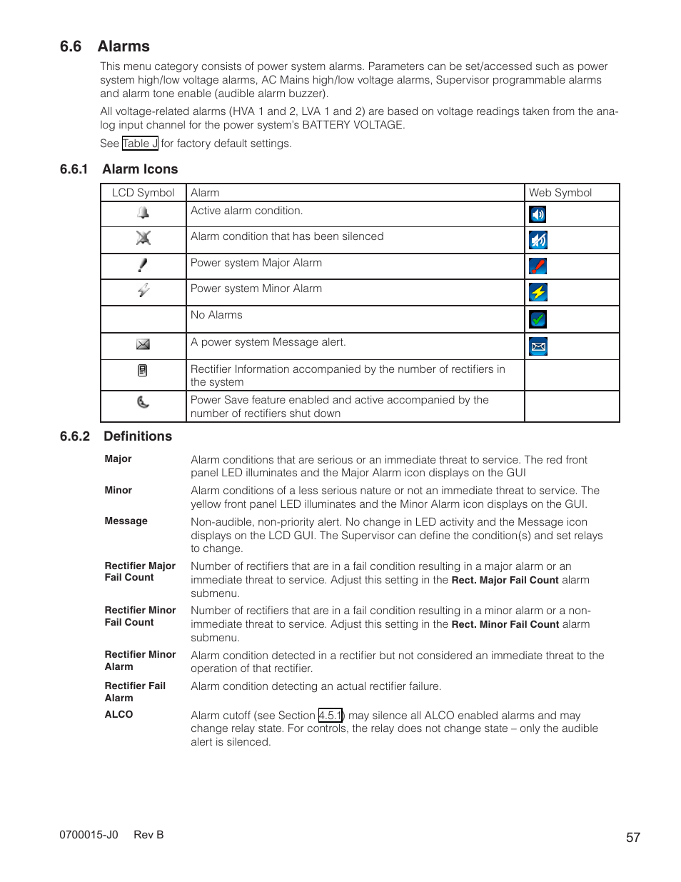 6 alarms | Alpha Technologies Cordex Controller Ver.3.1x User Manual | Page 59 / 144