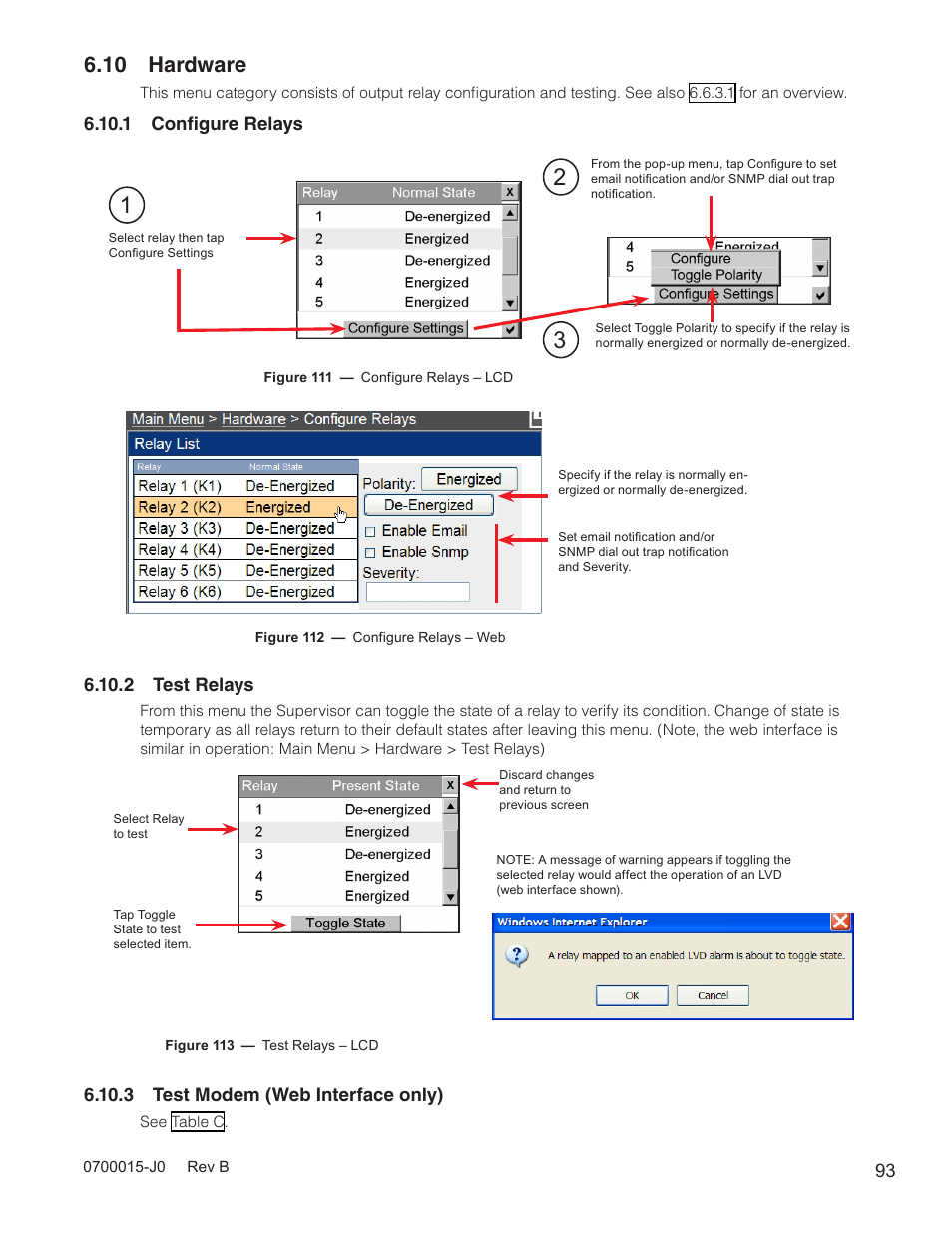 10 hardware, 1 configure relays, 2 test relays | 3 test modem (web interface only) | Alpha Technologies Cordex Controller Ver.3.1x User Manual | Page 95 / 144