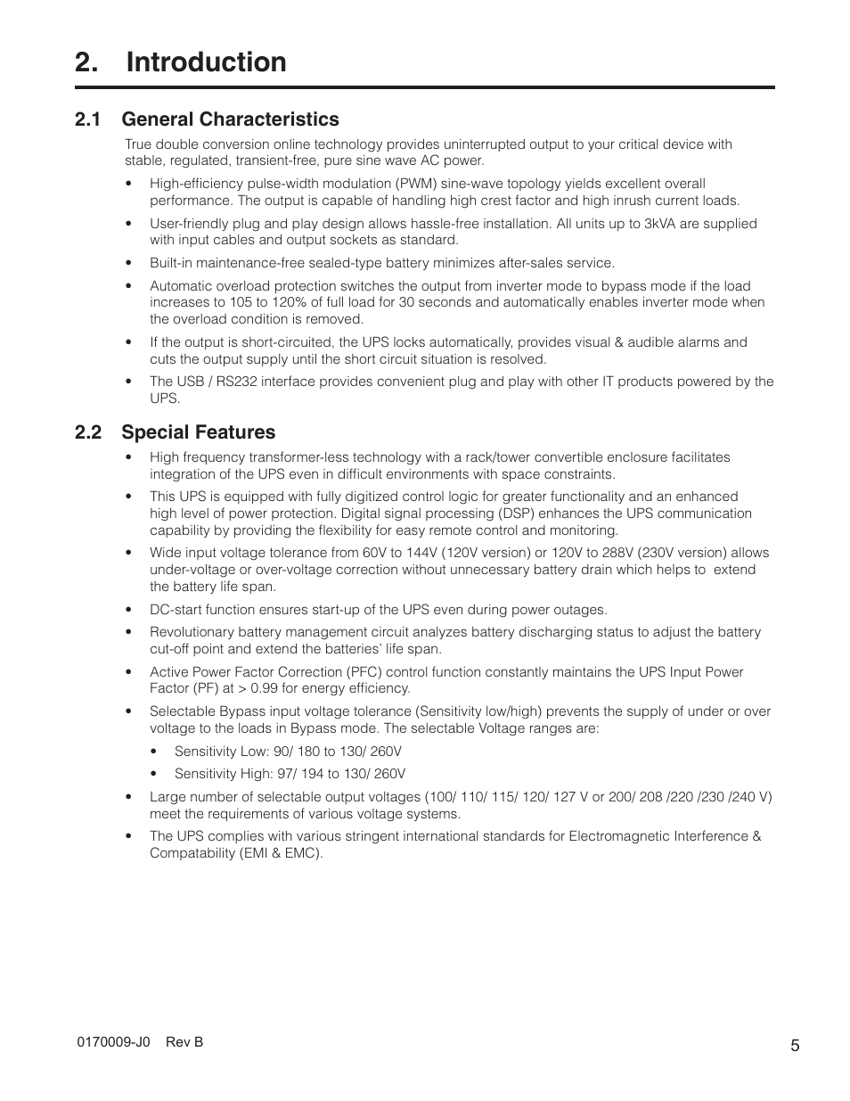 Introduction, 1 general characteristics, 2 special features | Alpha Technologies Continuity: 1000_2000_3000 User Manual | Page 7 / 48