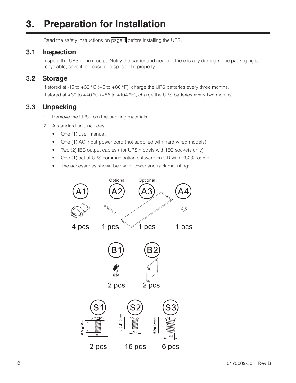 Preparation for installation, 1 inspection, 2 storage | 3 unpacking | Alpha Technologies Continuity: 1000_2000_3000 User Manual | Page 8 / 48
