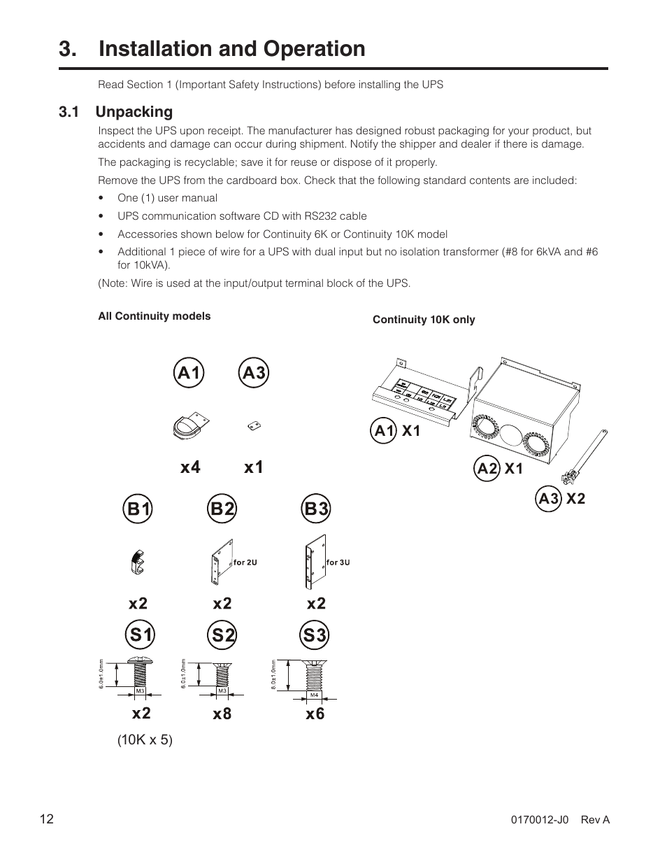 Installation and operation, 1 unpacking | Alpha Technologies Continuity: 6K_10K User Manual | Page 14 / 52