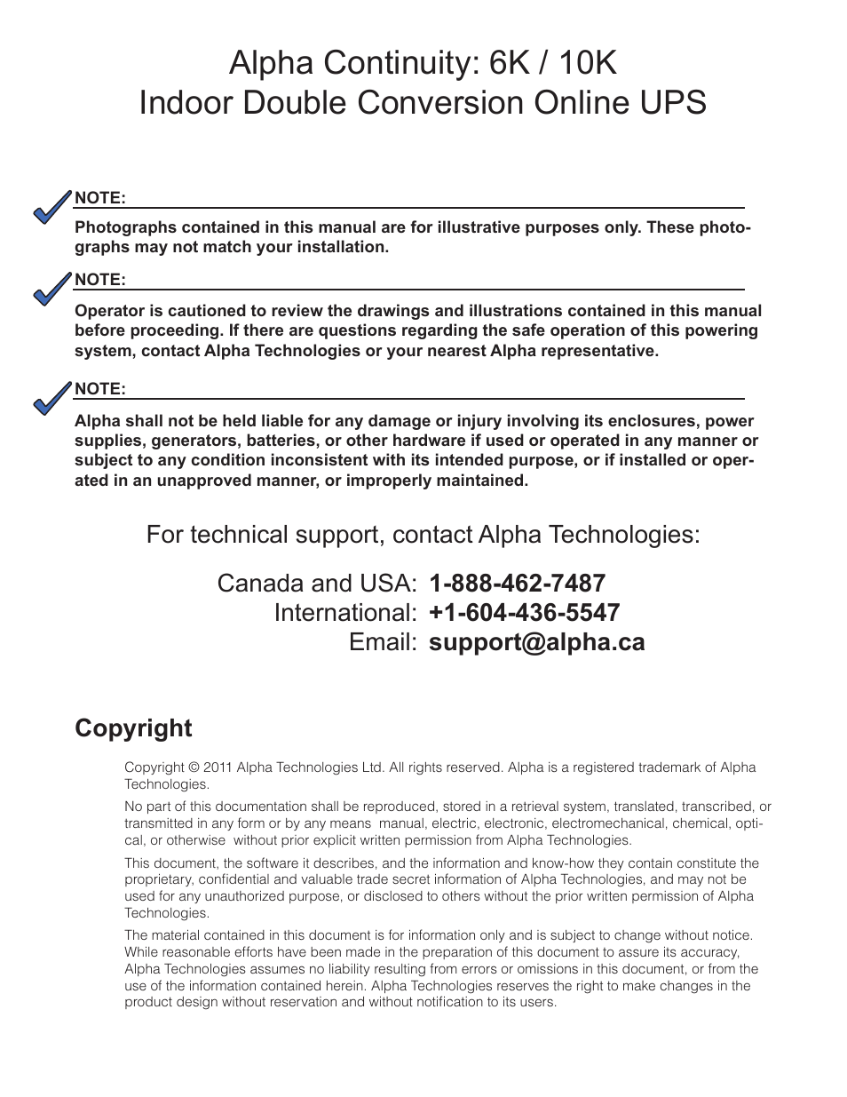 Alpha Technologies Continuity: 6K_10K User Manual | Page 3 / 52