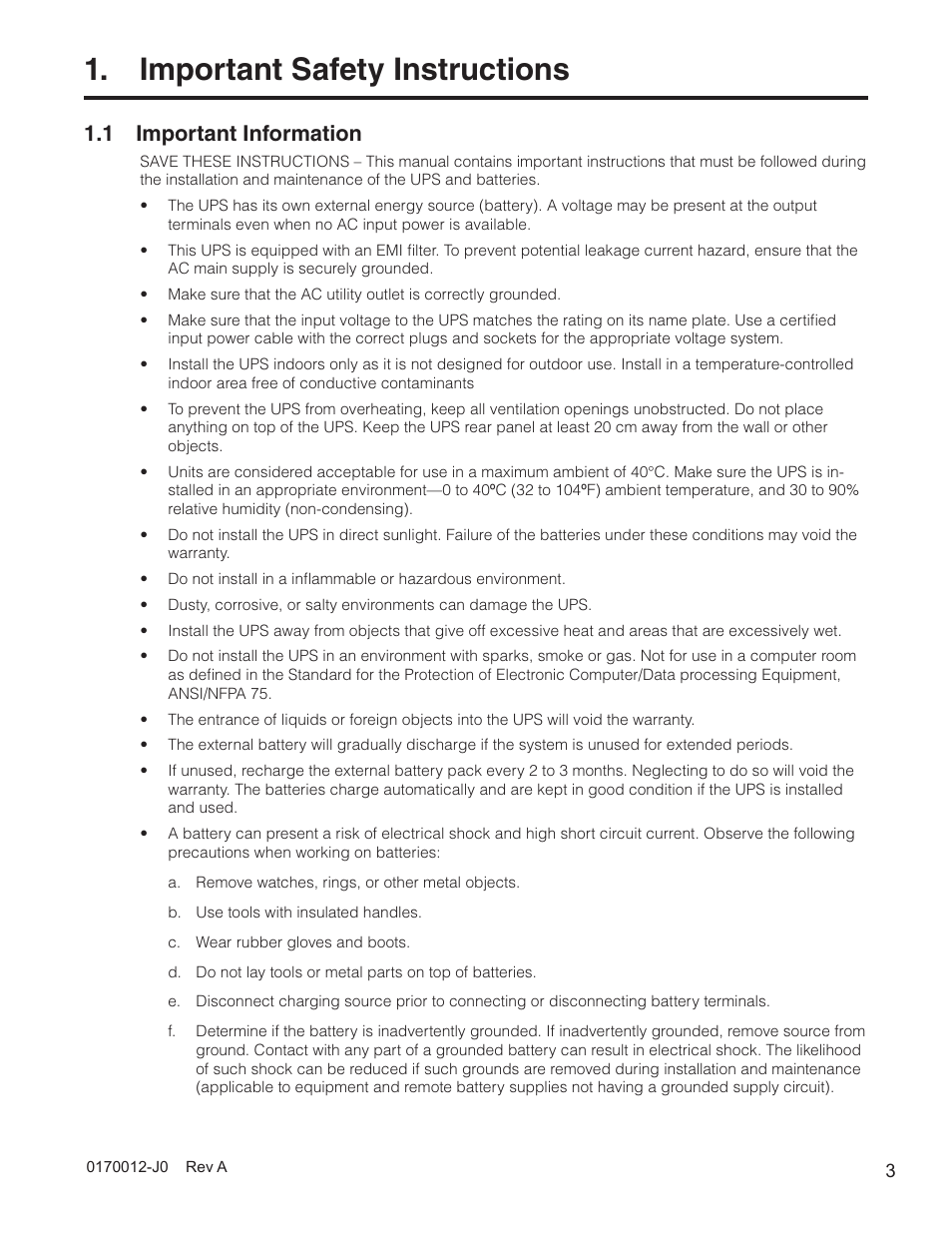 Important safety instructions, 1 important information | Alpha Technologies Continuity: 6K_10K User Manual | Page 5 / 52