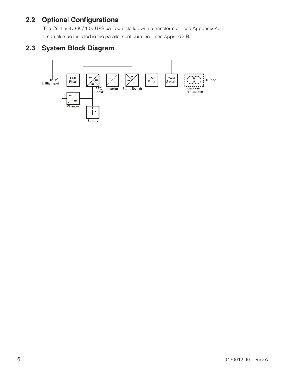 2 optional configurations, 3 system block diagram, 2 optional configurations 2.3 system block diagram | Alpha Technologies Continuity: 6K_10K User Manual | Page 8 / 52