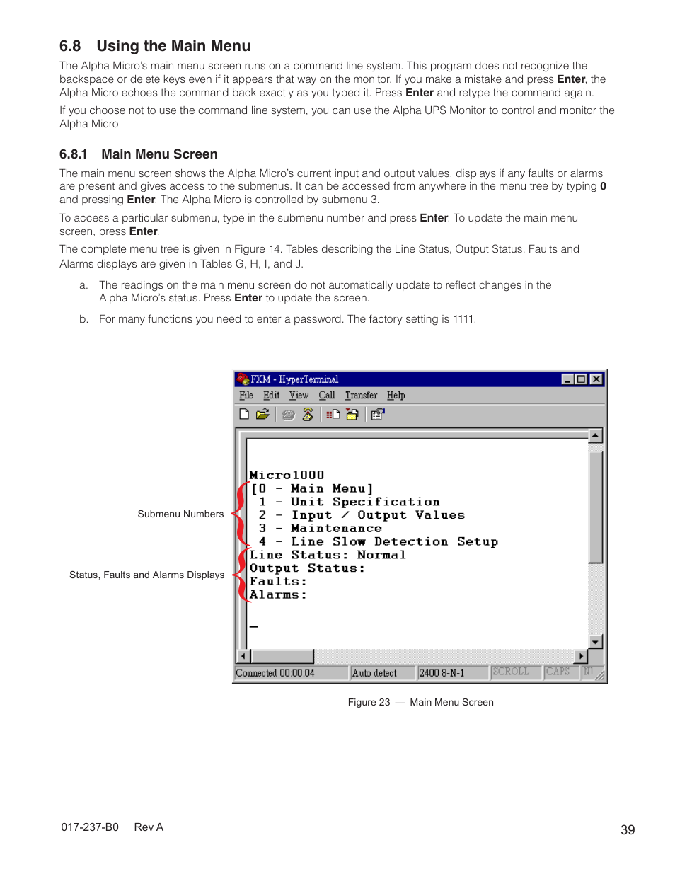 8 using the main menu | Alpha Technologies Micro, Micro XL, Micro XL3 UPS User Manual | Page 41 / 99