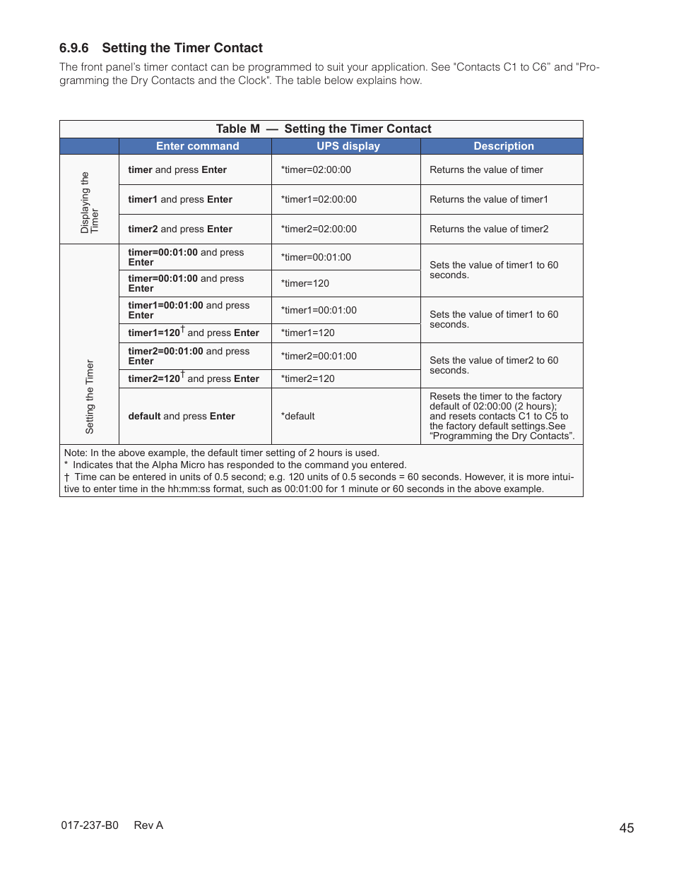 6 setting the timer contact | Alpha Technologies Micro, Micro XL, Micro XL3 UPS User Manual | Page 47 / 99