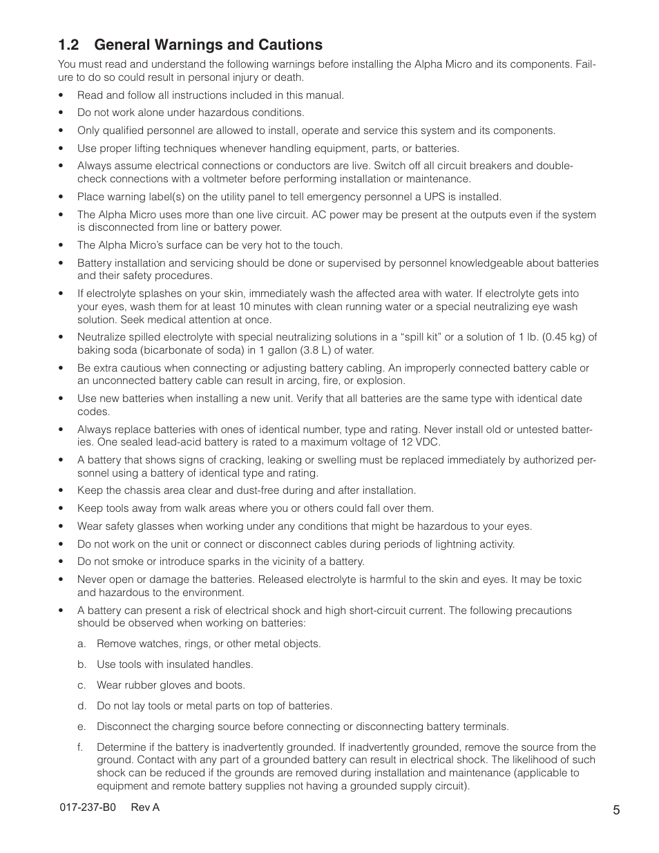 2 general warnings and cautions | Alpha Technologies Micro, Micro XL, Micro XL3 UPS User Manual | Page 7 / 99
