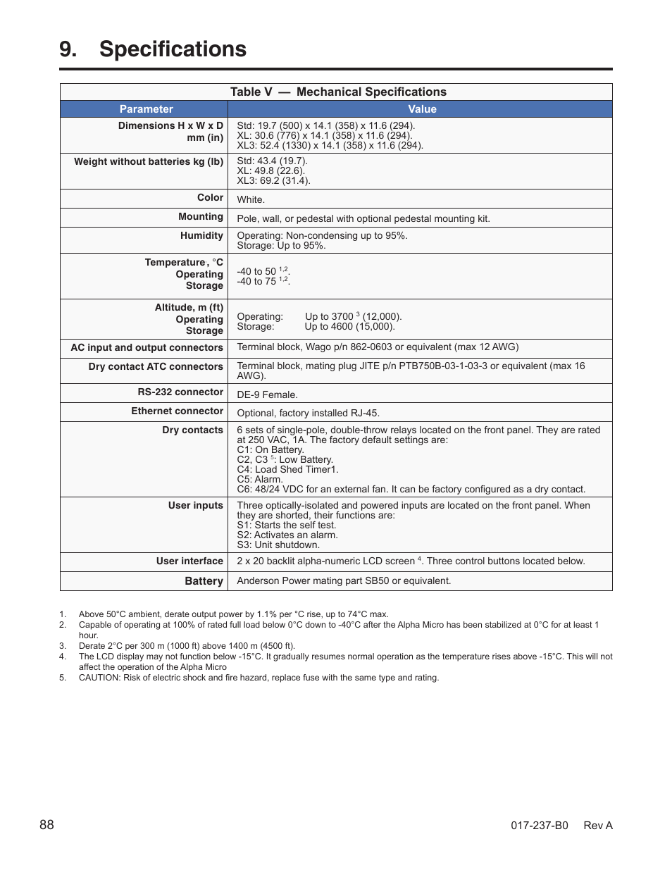 Specifications | Alpha Technologies Micro, Micro XL, Micro XL3 UPS User Manual | Page 90 / 99