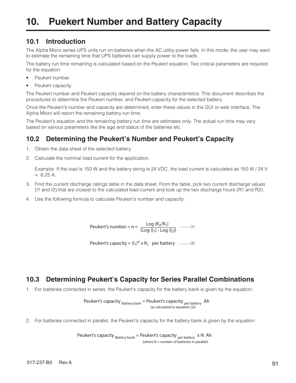 Puekert number and battery capacity, 1 introduction | Alpha Technologies Micro, Micro XL, Micro XL3 UPS User Manual | Page 93 / 99