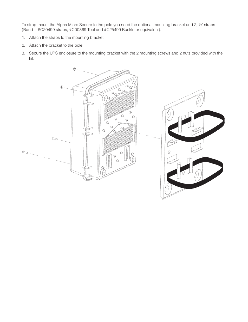 Figure 5 — mounting to a steel or concrete pole | Alpha Technologies Micro Secure UPS User Manual | Page 17 / 80